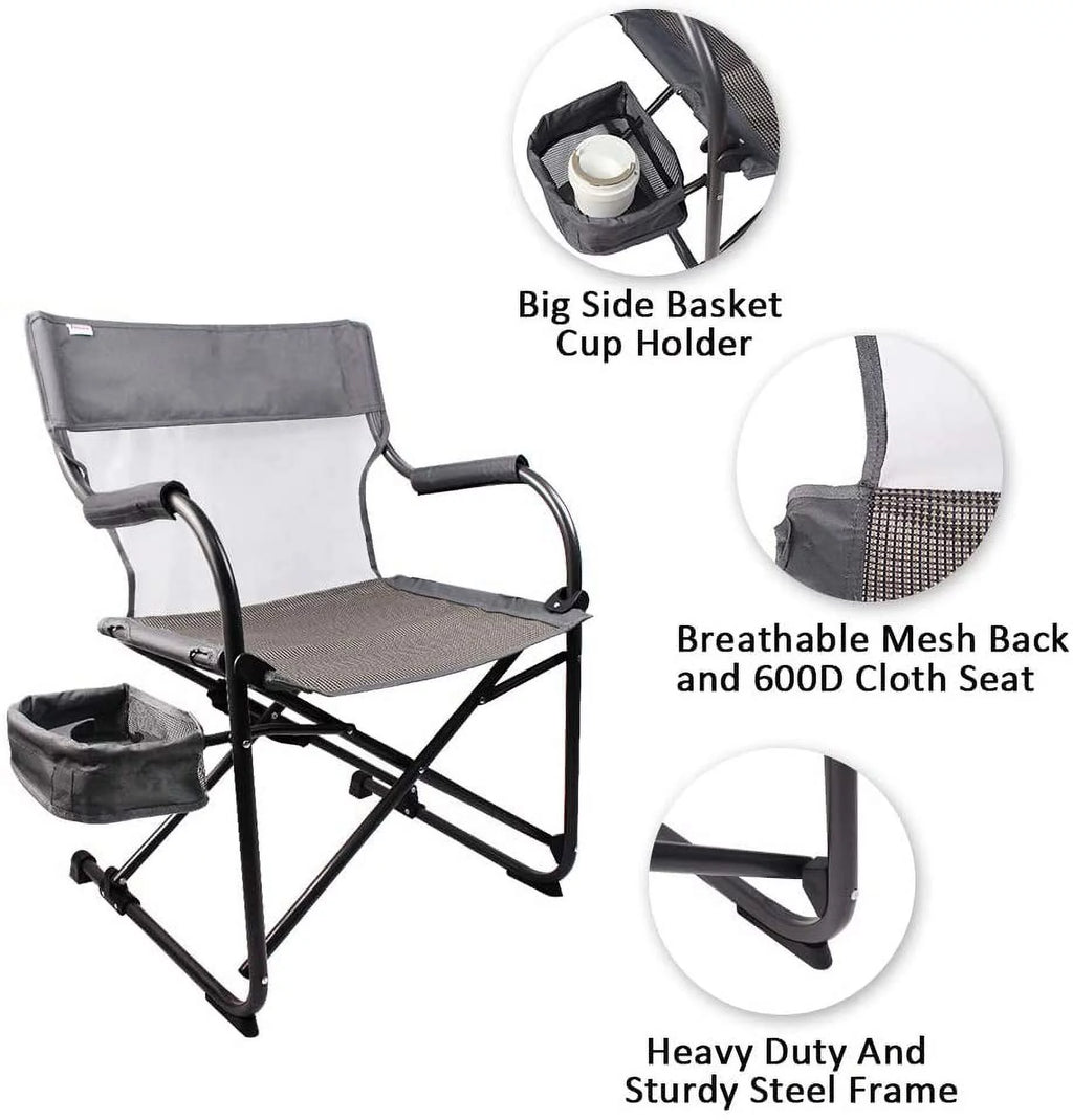 Zenree Heavy Duty Portable Folding Director's Chair Outdoor Gray S45909