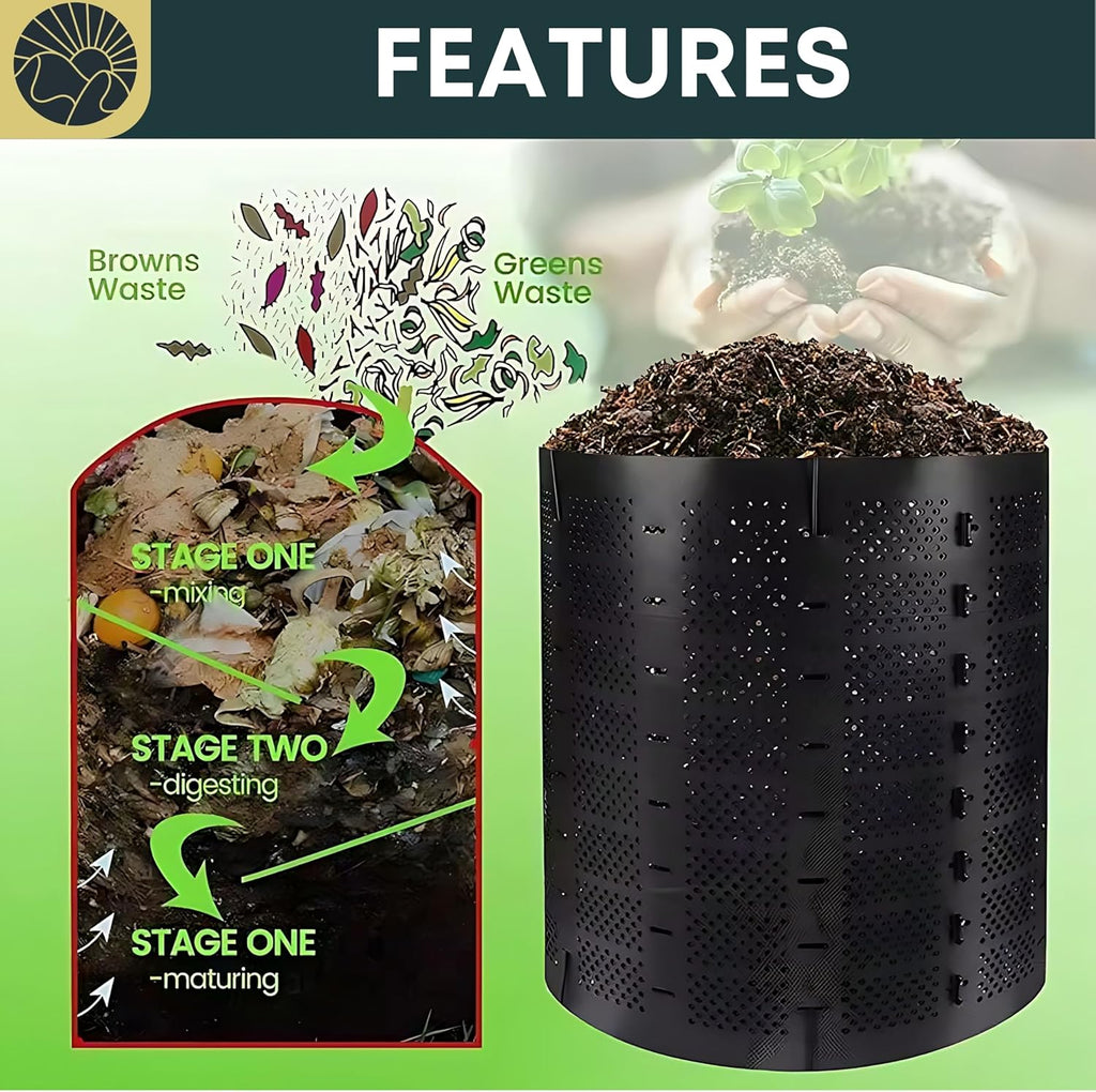 Compost Bin Outdoor Composter Easy Assembling Large Capacity Yard Waste k7m