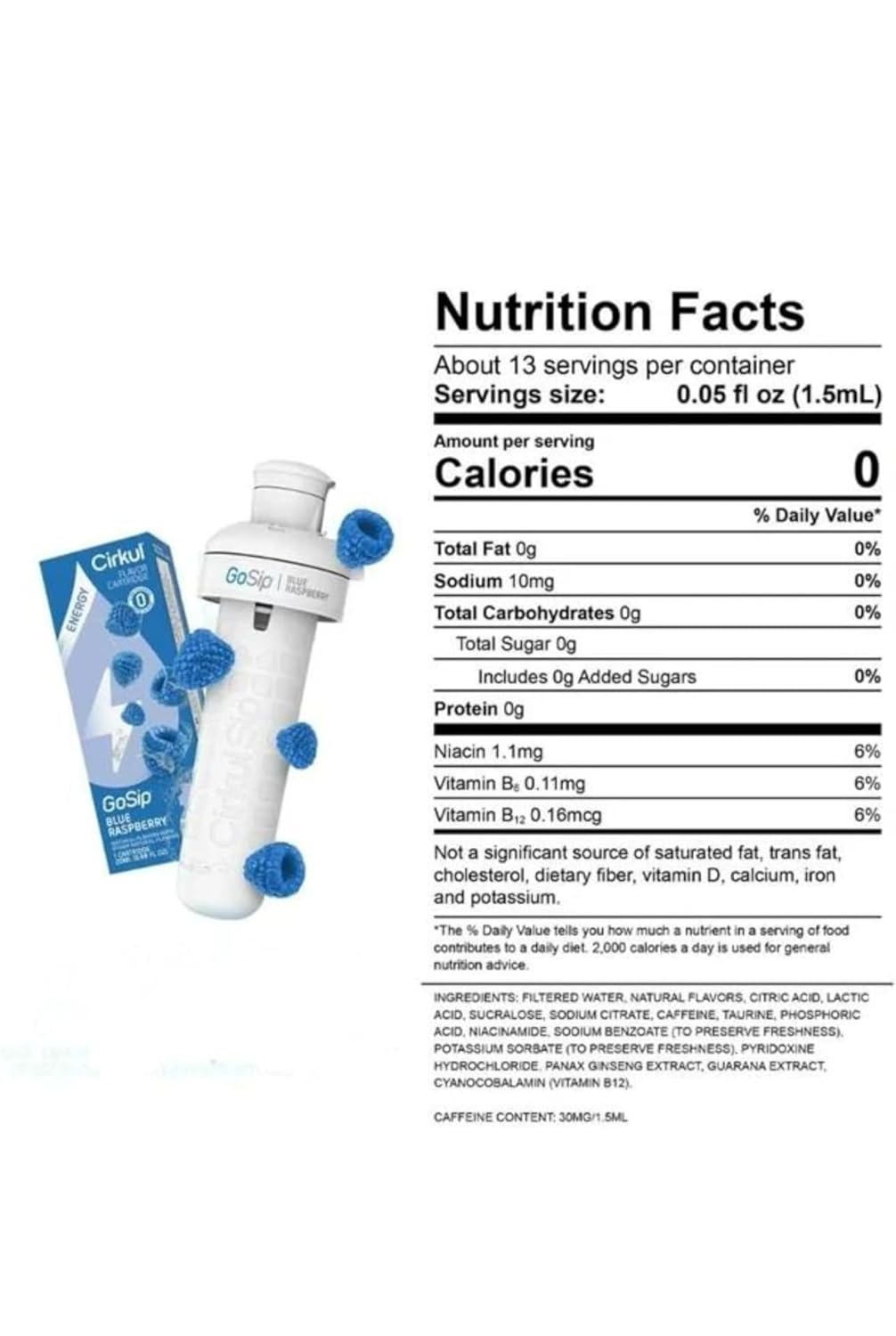 Cirkul Flavor Cartridge for Cirkul Water Bottle - Blue Raspberry, Zero Sugar P355