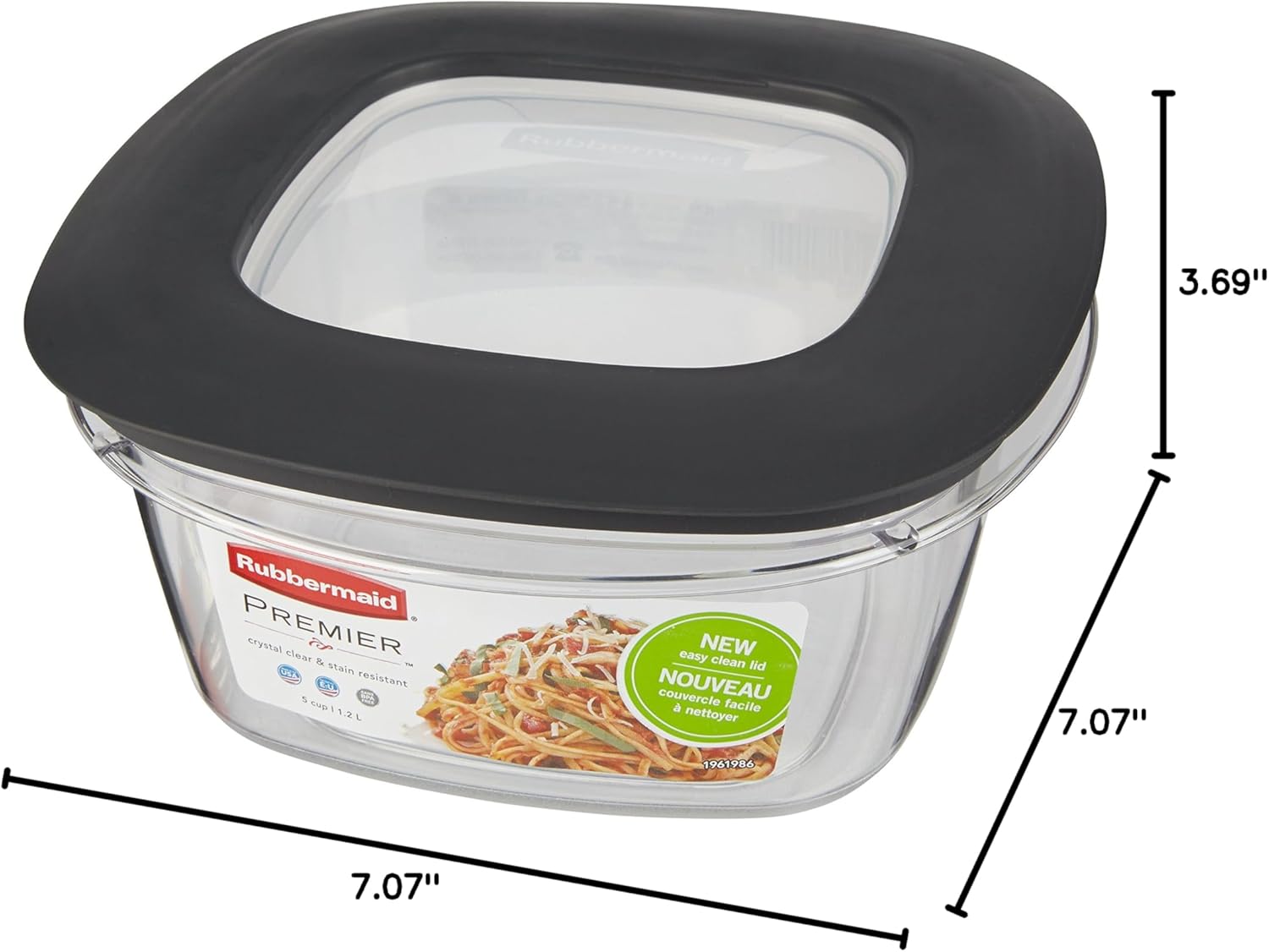 Rubbermaid Premier Easy Find Lids 5-Cup Food Storage Container, Grey O682728