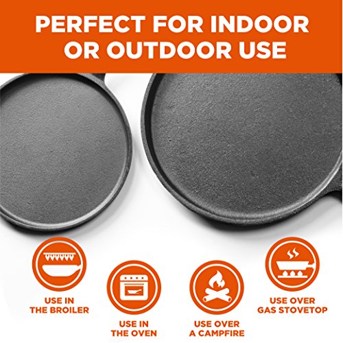 Commercial Chef Cast Iron Griddle Pan 3-Piece Set - 8, 10, 12 Inch J263780