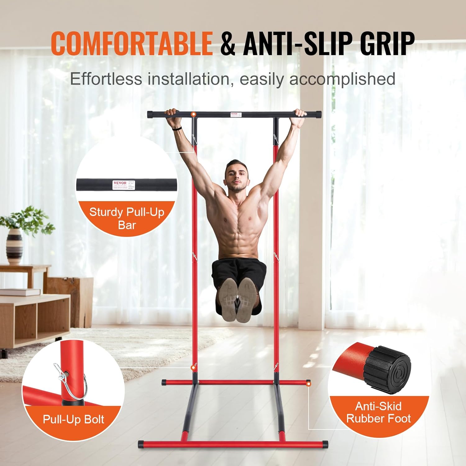 Power Tower Dip Station Adjustable Pull Up Bar Home Gym Equipment K7m
