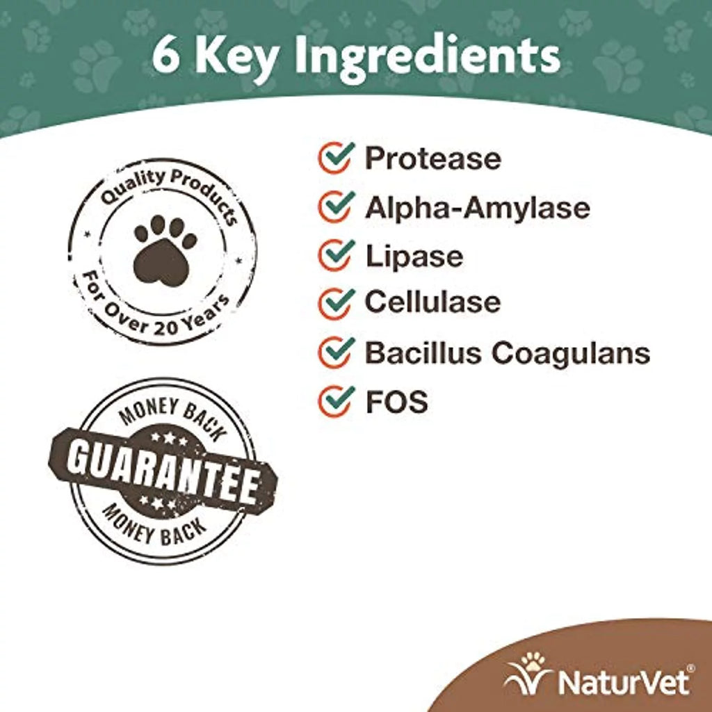 NaturVet Digestive Enzymes for Dogs & Cats, Probiotics & Prebiotics, 4 oz Powder S7111