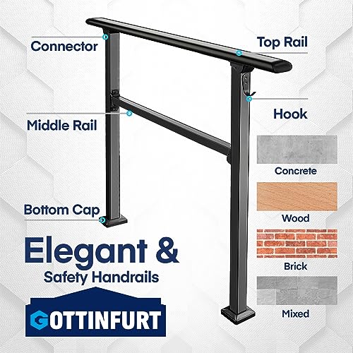 Outdoor Step Handrail 3-Step Porch Railing with Hook Kit a7