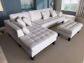 STENDMAR 3pc L Shape 120" Contemporary Cream Microfiber Sectional Sofa Chaise Ottoman S168LW