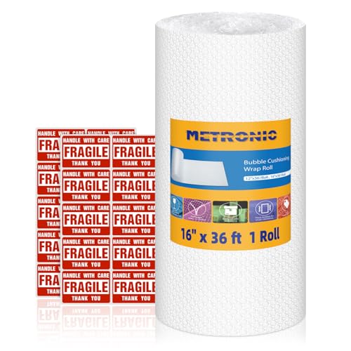 Metronic Bubble Cushioning Wrap 2 Pack 12 Inch x 72ft Total, Dense Bubble Packing Air Wrap Clear Bubble Packing Roll for Shipping and Moving Supplies, Perforated Every 12"