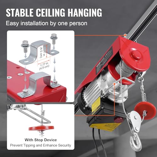 Electric Hoist 2200 lbs 110V Wireless Remote Control k7