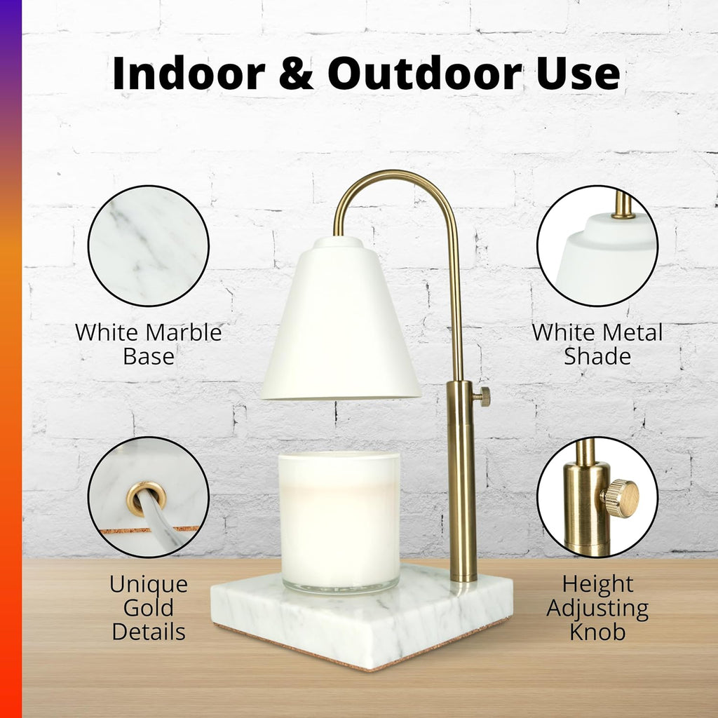 Candle Warmer Lamp with Dimmer, Marble Base, Gold Frame, for Living Room a7