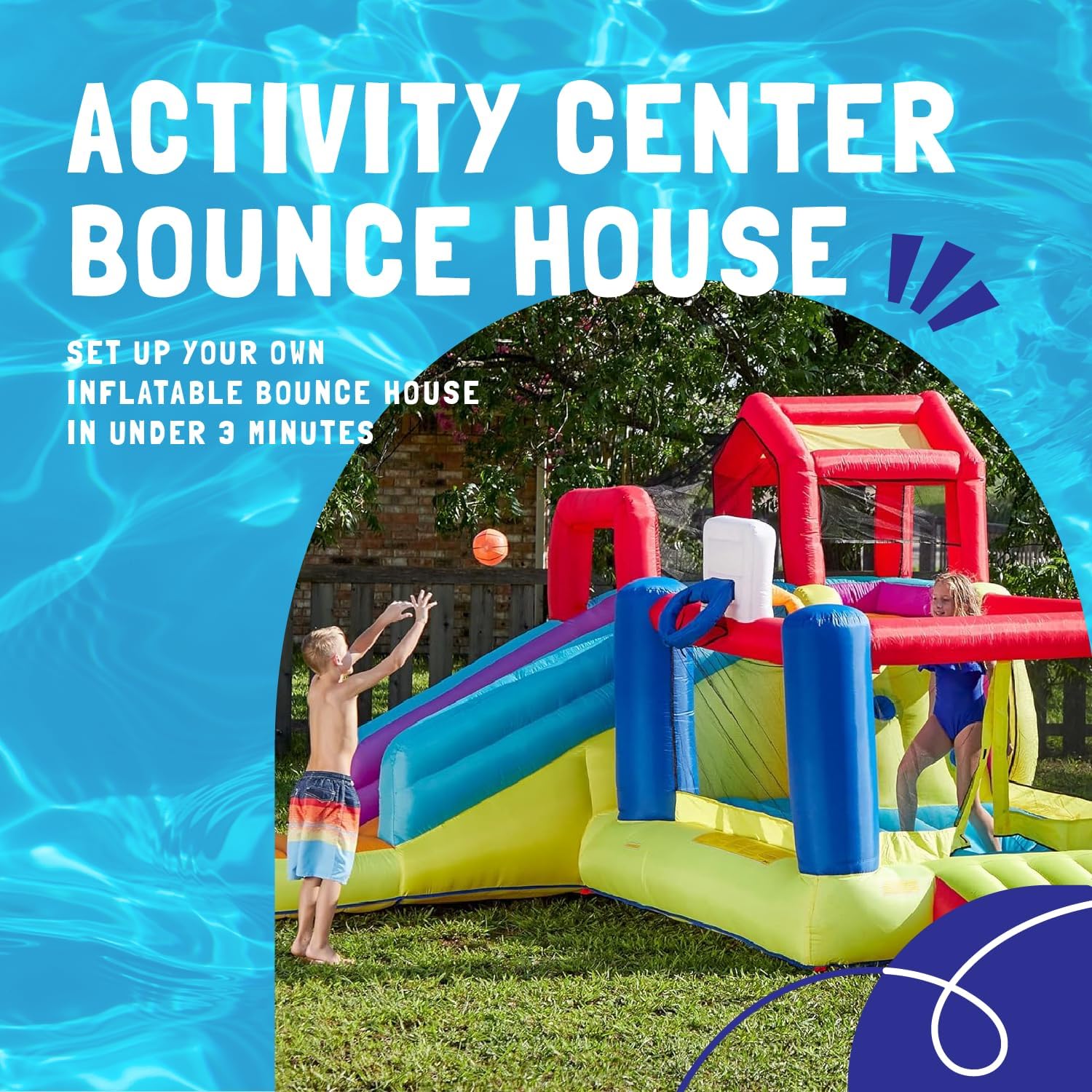 Banzai Climb ’N’ Bounce Bounce House with Slides and Blower W2120