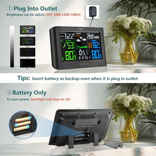 Wireless Indoor Outdoor Thermometer with Atomic Clock and Humidity Monitor H5598