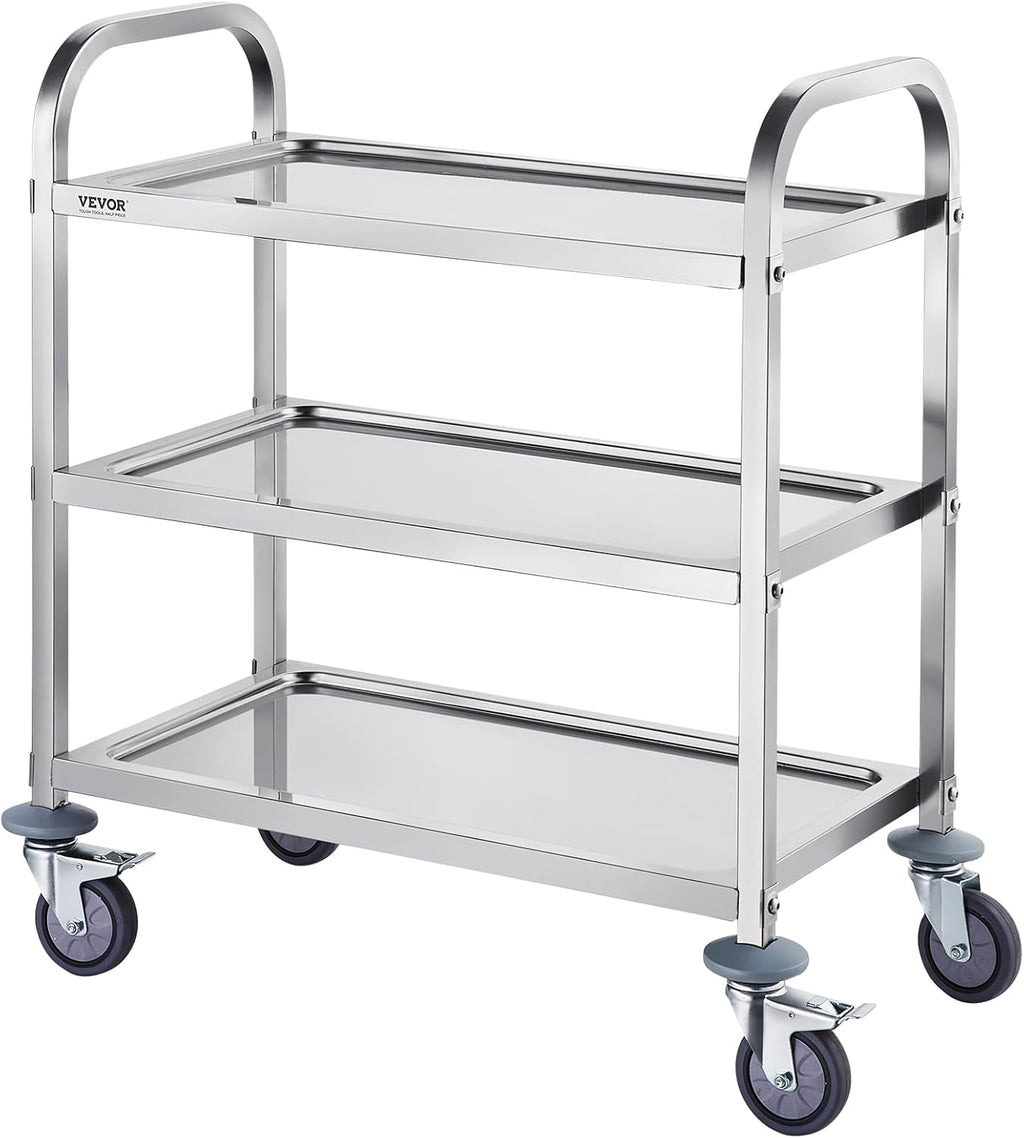 Lab Utility Cart 3 Shelves Stainless Steel Rolling Cart a7