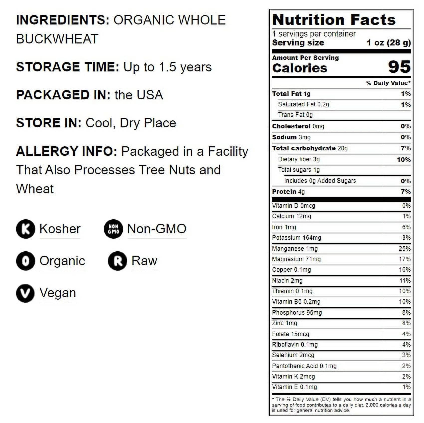 Organic Whole Grain Buckwheat Flour, 4 Pounds — Non-GMO, Kosher, Vegan by Food to Live U5485