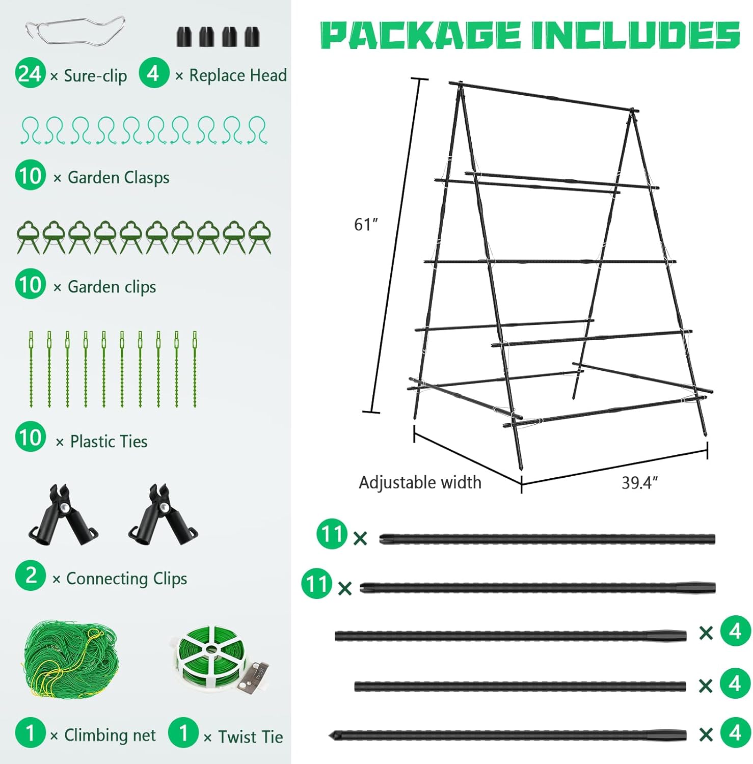 Cucumber Trellis for Climbing Plants A-Frame Garden Support k7m