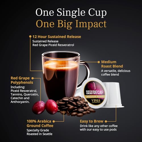 VINIA Blood Flow Energy Coffee Pods, Medium Roast, 30 Ct C4802