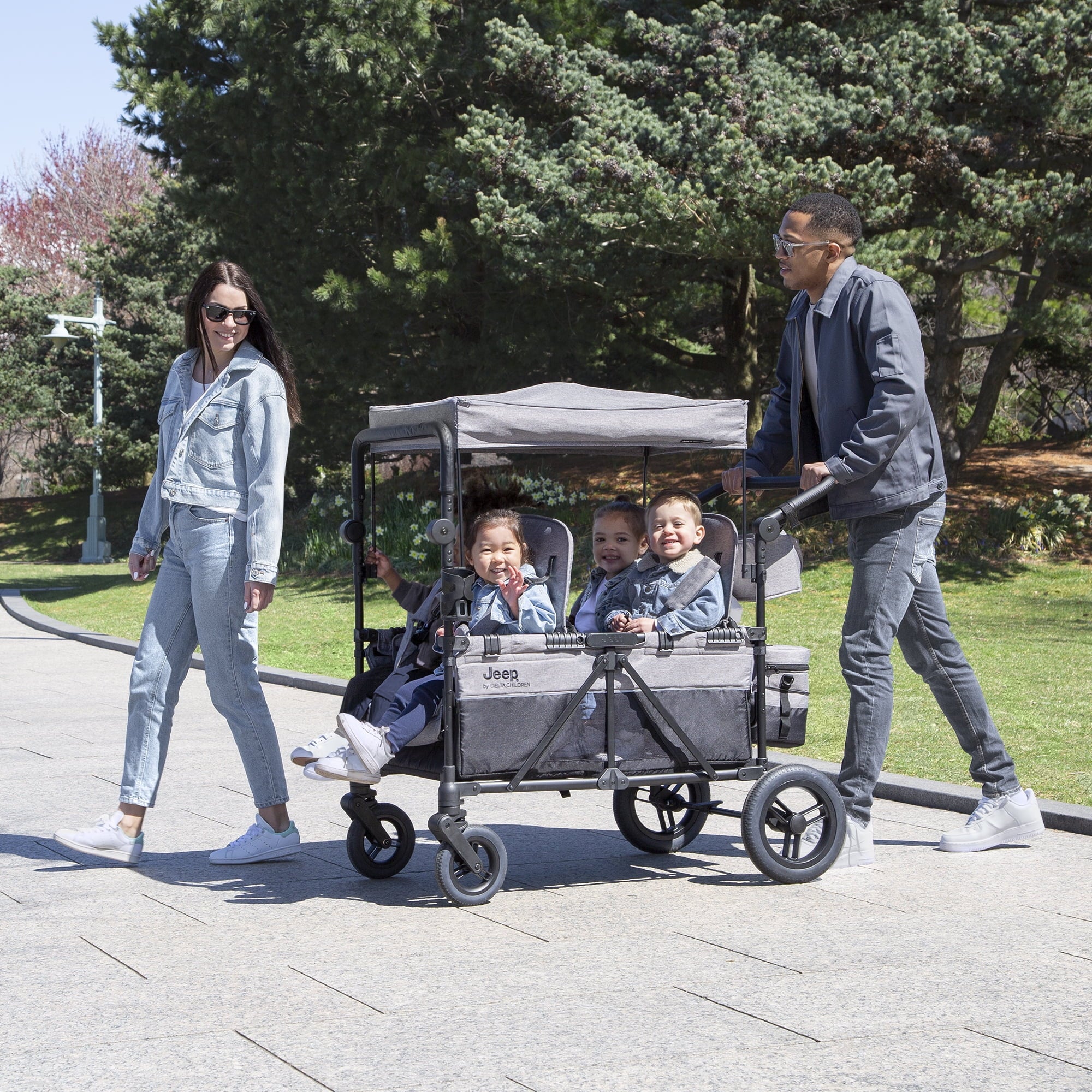 Jeep Wrangler Deluxe 4 Seater Stroller Wagon Grey a7