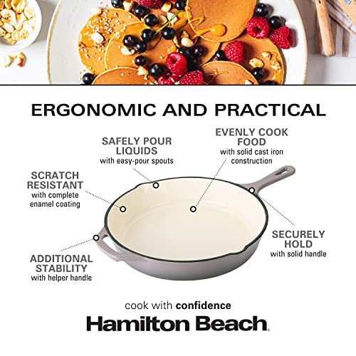 Hamilton Beach Enameled Cast Iron Fry Pan 10-Inch Cream U8132