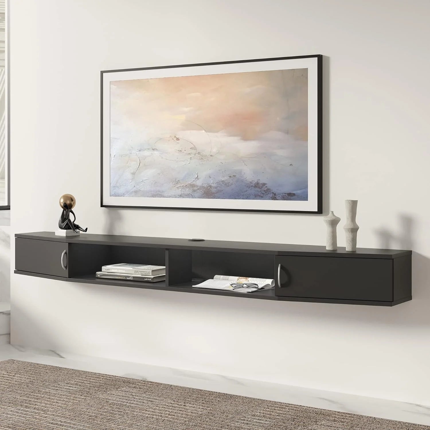 Floating TV Stand with Cabinet, Wall Mounted, 70'' Y5510