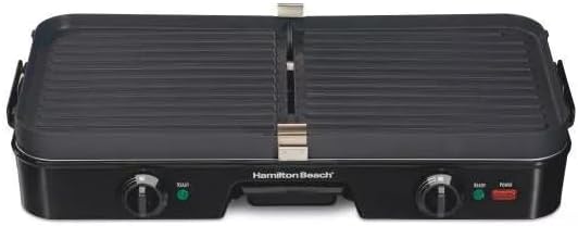 Hamilton Beach 3-in-1 Grill/Griddle 25380, Dual-Zone Temperature Control, Black N23446
