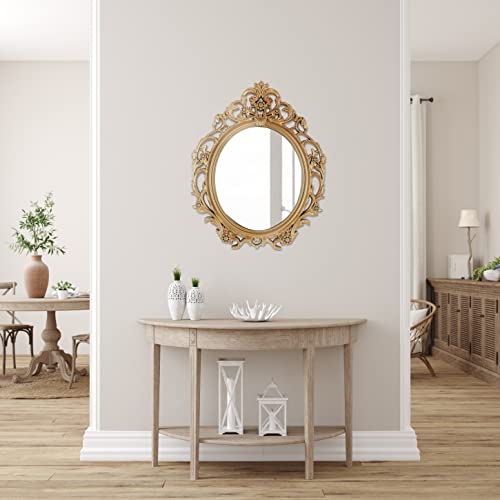 Antique Gold Oval Wall Mirror 20x24 Decor k7