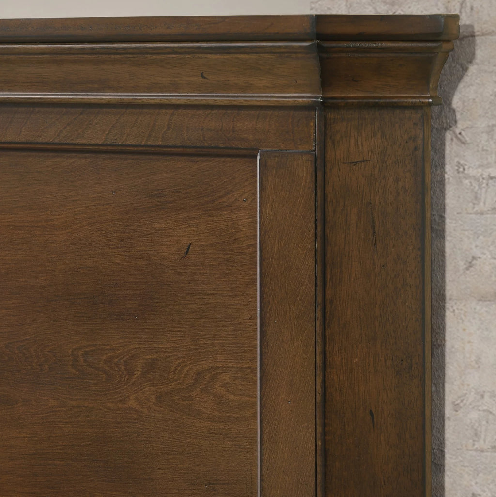 Roundhill Furniture Maderne Wood Panel Bed, Queen, Antique Walnut R3278