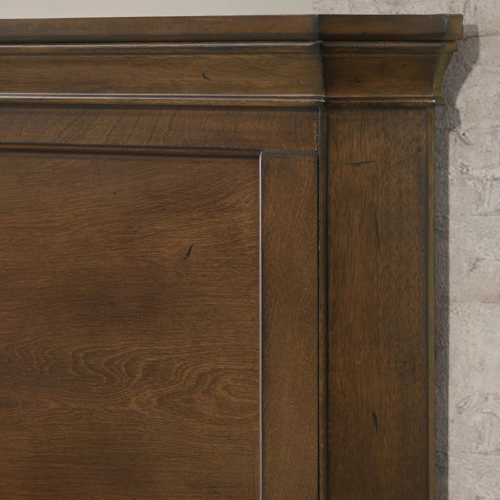 Roundhill Furniture Maderne Wood Panel Bed, Queen, Antique Walnut R3278
