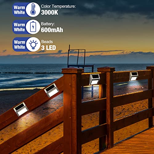 Solar Step Lights Outdoor Fence Deck Waterproof Stair Lights for Garden Yard Patio Pathway Cool White k7m