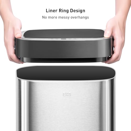 EKO Deluxe Mirage-T 13.2 Gallon Motion Sensor Trash Can, Matte Stainless Steel A485497