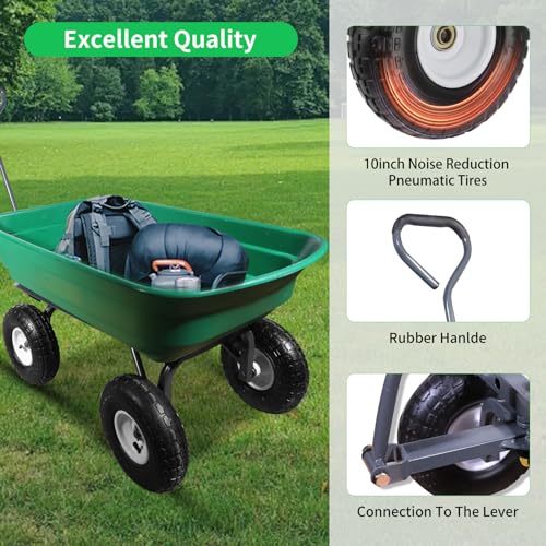 Poly Garden Dump Cart with Rotating Handle and No-Flat Tires k7m