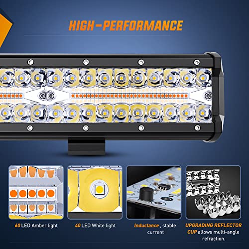 Nilight LED Light Bar 12 Inch 300W Spot Flood Combo 2 Pcs 4 inch 60W LED Pods Boat Driving Fog Lights with Off Road Wiring Harness- 3 Leads for Trucks Pickup Golf Cart SUV ATV UTV 4x4 Van Camper a7