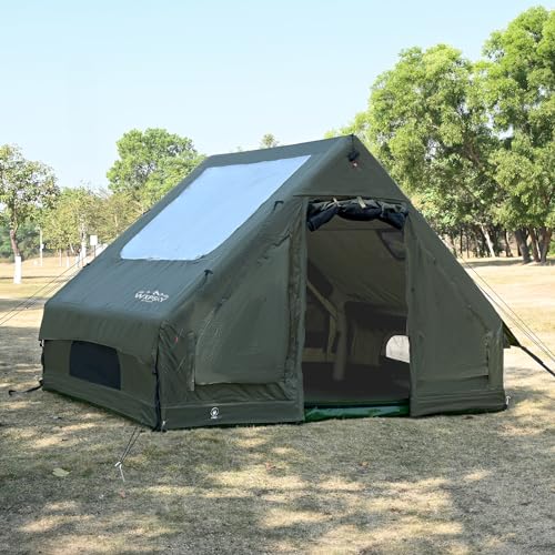 Inflatable Camping Tent for 4-6 Persons, Waterproof Oxford Cabin Tent with Pump N679837