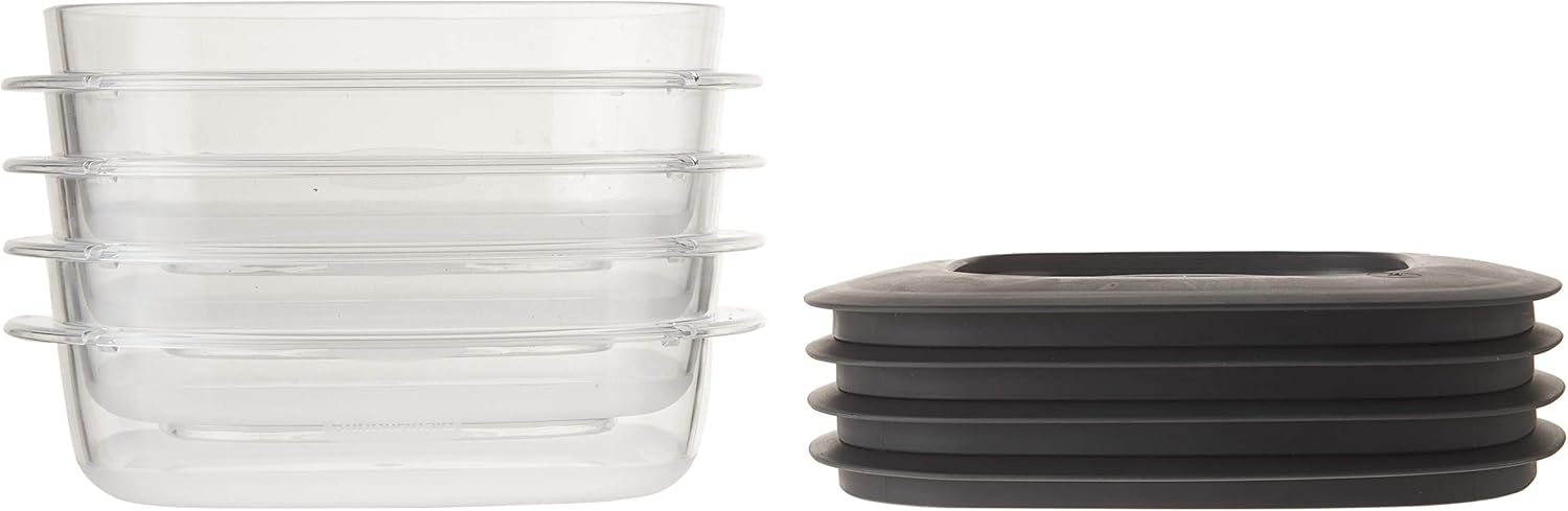 Rubbermaid Premier Food Storage Container, 3 Cup, Grey (4 Pack) E20341