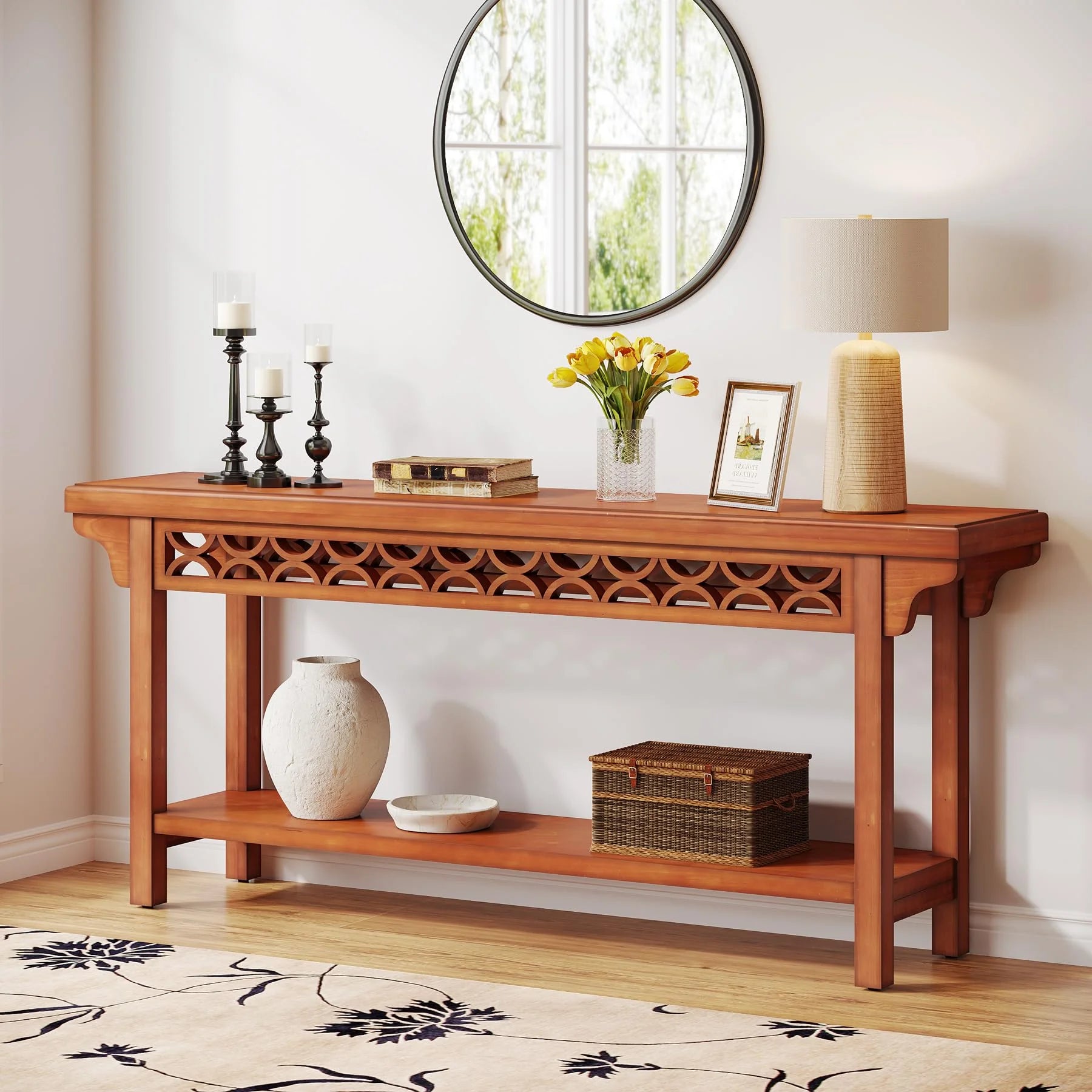 Solid Wood Console Table for Entryway Living Room Hallway a7