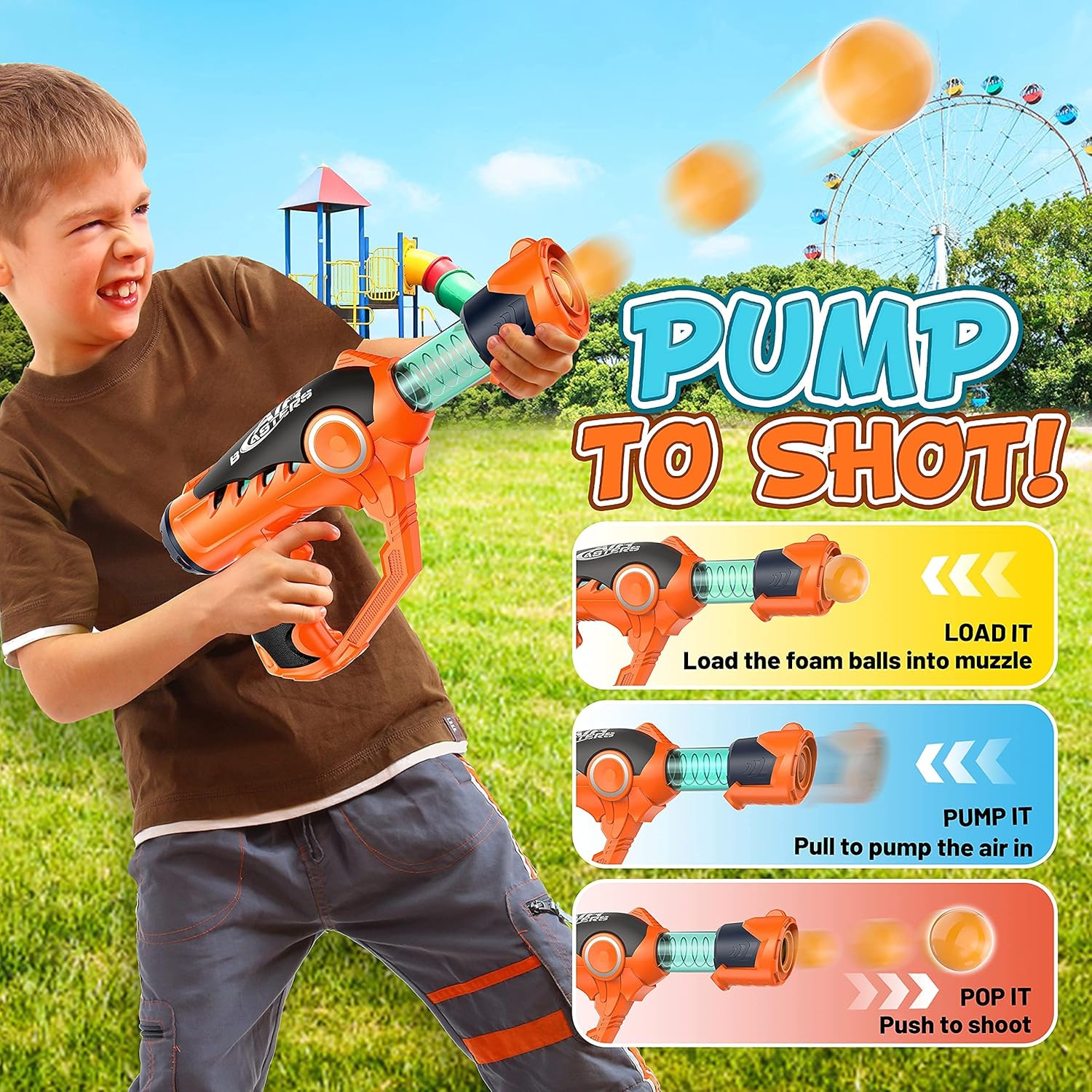 Foam Ball Popper Air Gun Toy for Kids Age 6-12 with 36 Foam Balls J4459