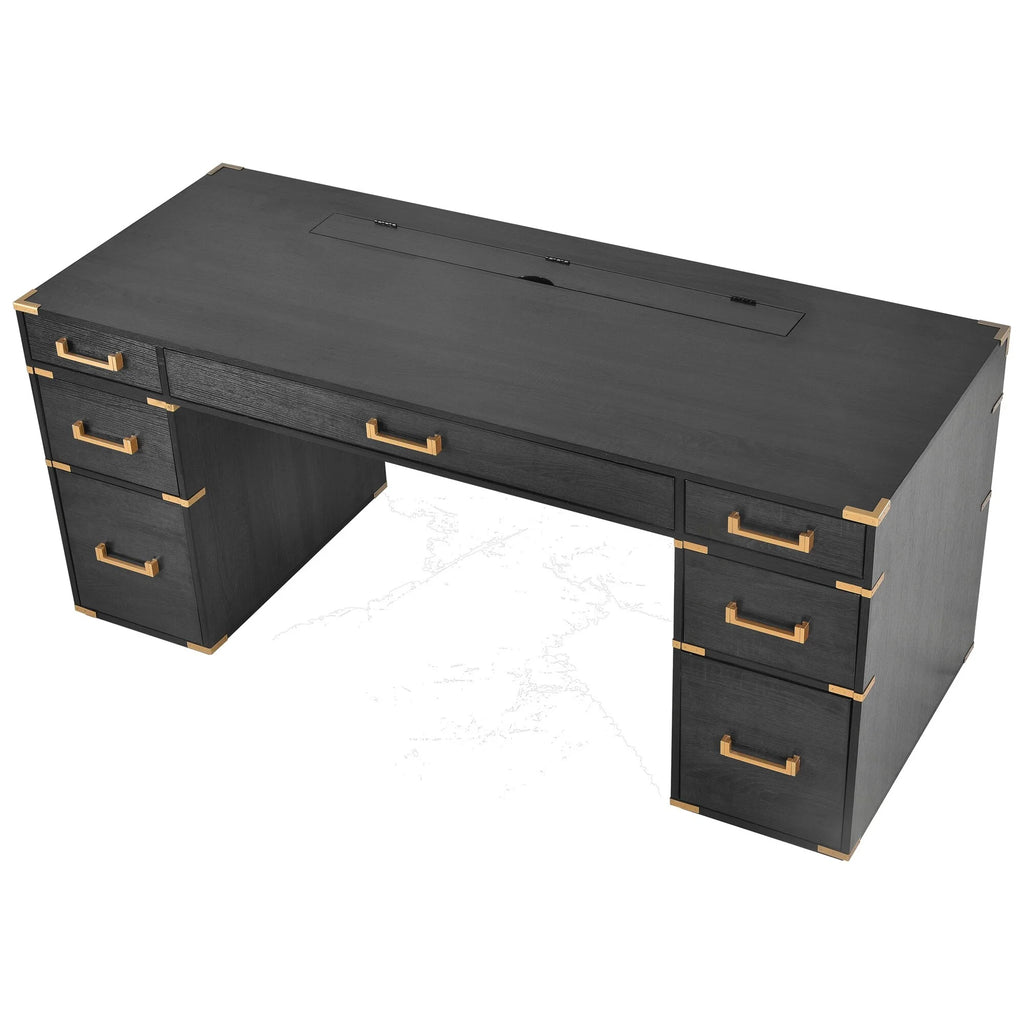 Black Executive Writing Desk with Drawers 7k