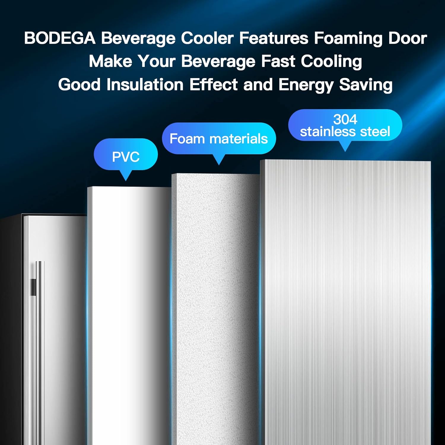 Beverage Cooler 24 Inch, Built-in Refrigerator 180 Cans, Stainless Steel Under Counter Fridge a7