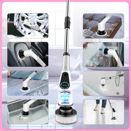Electric Spin Scrubber Cordless Cleaning Brush with 8 Heads k7m