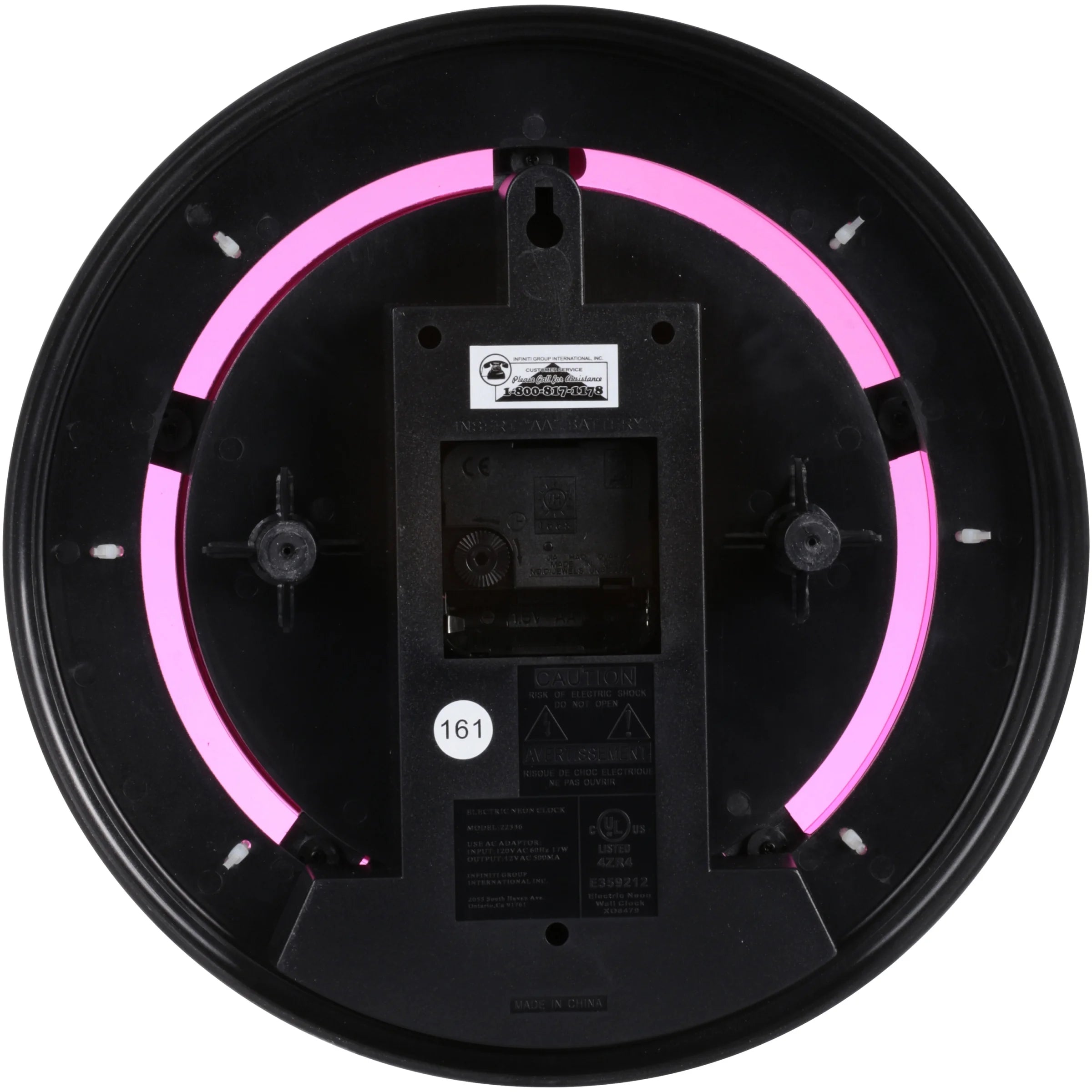 Sterling & Noble Indoor 11" Pink Arabic Neon Wall Clock C4207