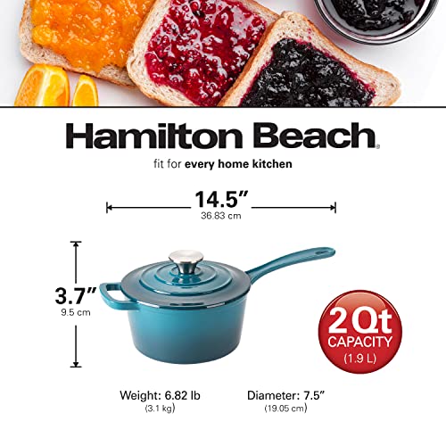 Hamilton Beach Enameled Cast Iron Sauce Pan 2-Quart Red T72002