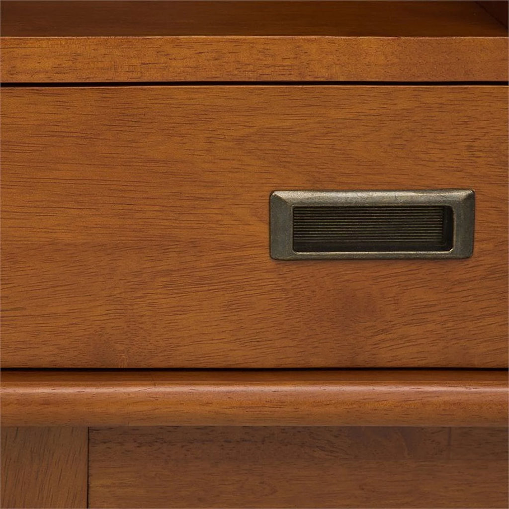 Draper SOLID HARDWOOD 64 x 35 inch Mid Century Modern Bookcase, Teak Brown W306