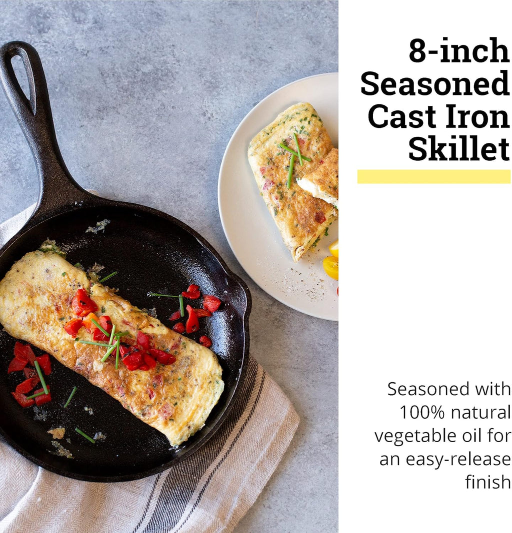 Lodge Cast Iron Chef Collection Skillet, Pre-seasoned - 8 in U888546