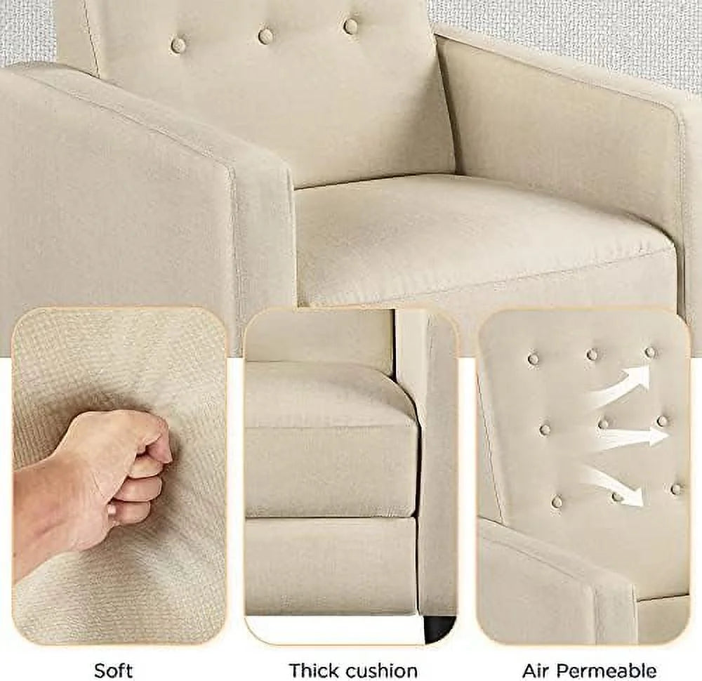 RUNFAYBIU Fabric Recliner Chair Mid-Century Modern Adjustable Single Sofa G9312