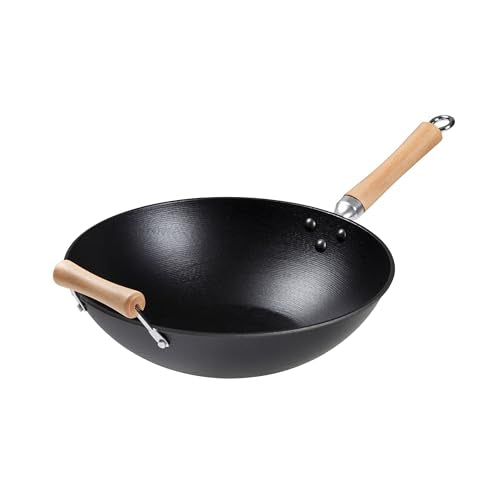 JOYCE CHEN Professional 14-Inch Cast Iron Wok with Maple Handle R872