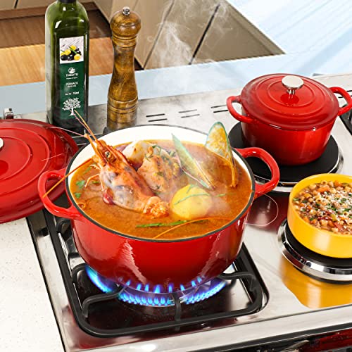 6QT Enamel Cast Iron Dutch Oven with Lid, Blue S9989