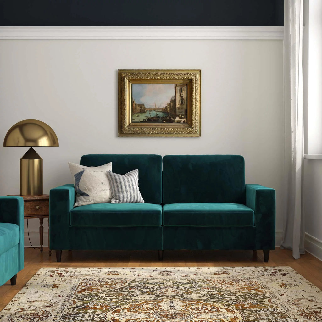 DHP Cooper 3 Seater Sofa, Green Velvet Y5477