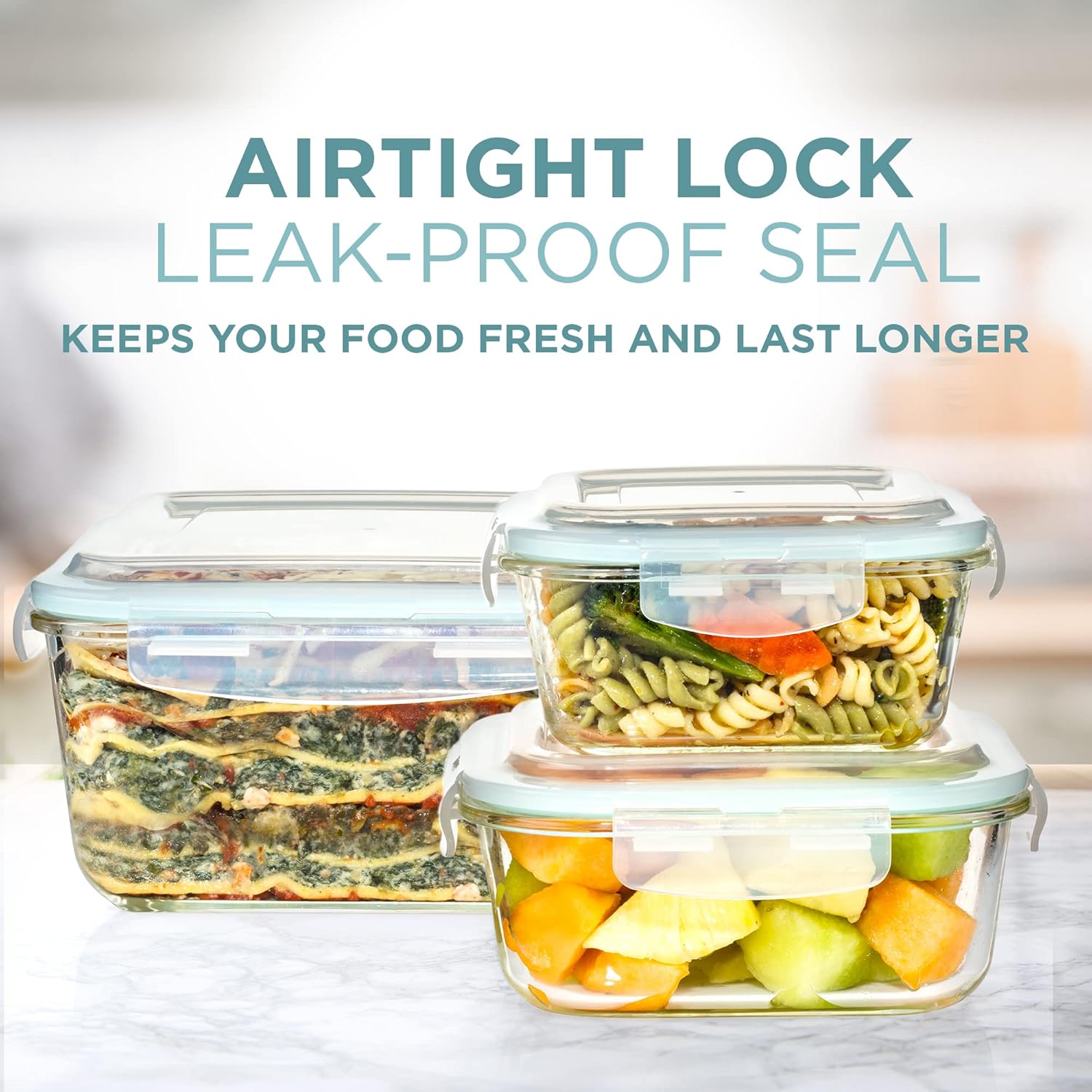 24 Pc Airtight Glass Food Storage Containers with Steam Release Valve E4611