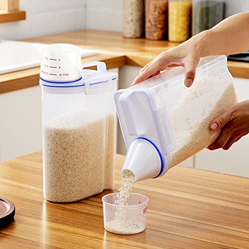 2Pack Rice Storage Bin Cereal Dispenser, BPA Free Airtight Plastic, Blue+Red N3820