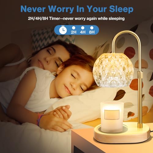 Candle Warmer Lamp with Timer, Adjustable Height Dimmable, 2 Bulbs k7