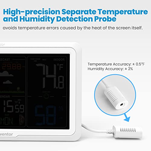 Newentor Wireless Indoor Outdoor Weather Station with Atomic Clock, Black W803