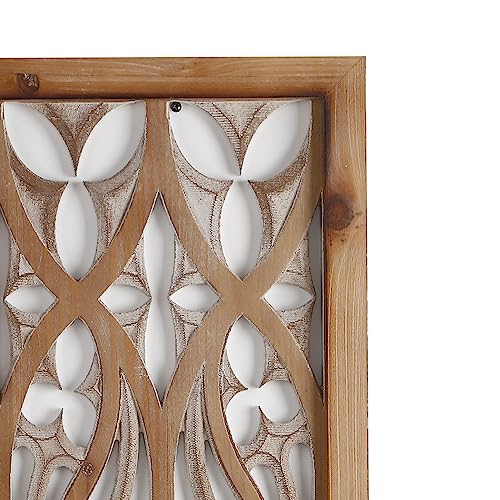 XIAOAIKA Carved Wood Wall Art Decor - Floral Design Panel, 33.1 x 14.6 inches, 2 Panels O462