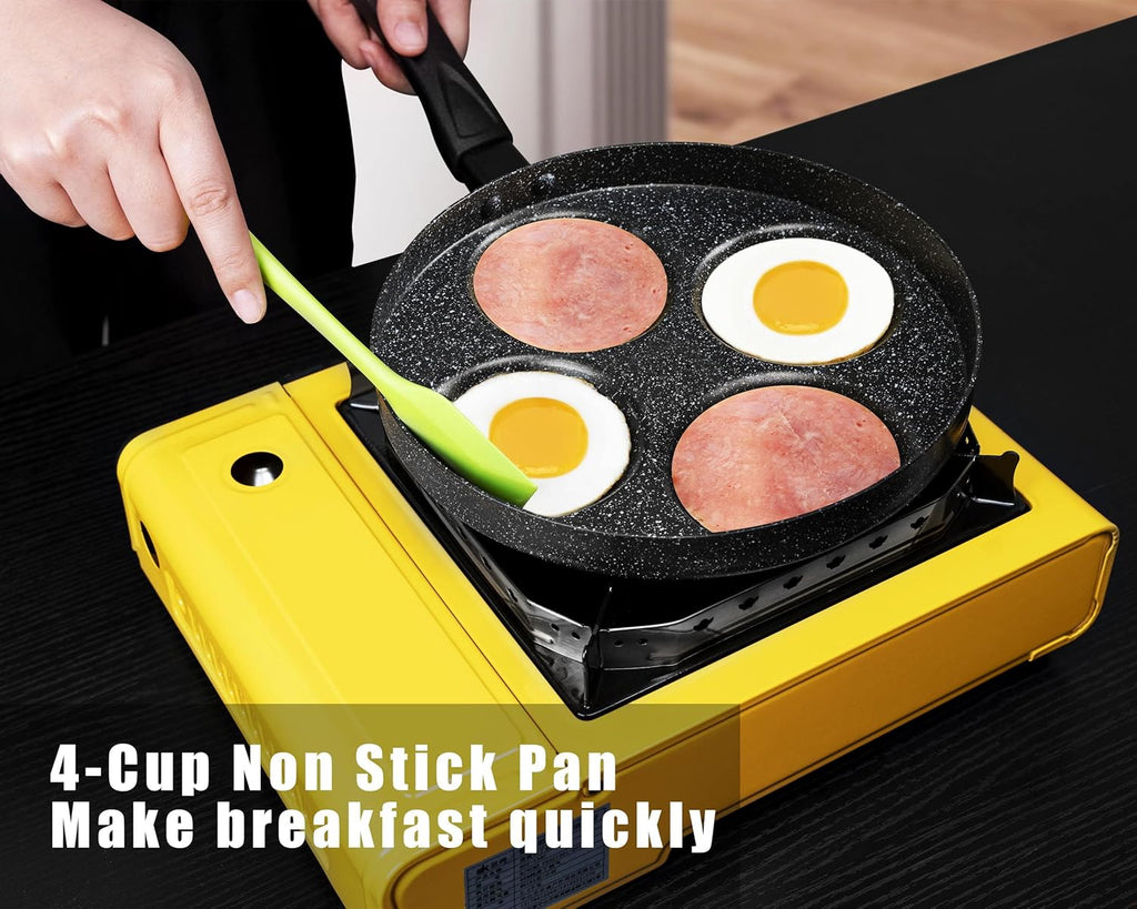 MyLifeUNIT 4-Cup Nonstick Egg Frying Pan with Lid and Spatula L100310